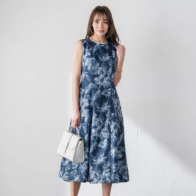 WEB限定カラーあり】リネンライクフラワーワンピース | Viaggio Blu