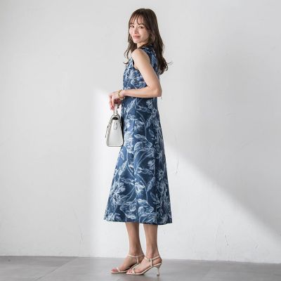 SALE❤️【麻】新品 ピエトロニーラ　イタリアリネン・フラワーワンピース WEB限定カラーあり】リネンライクフラワーワンピース | Viaggio Blu