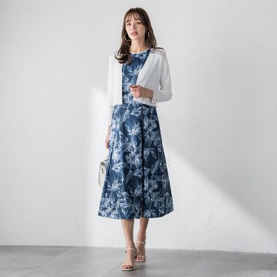 WEB限定カラーあり】リネンライクフラワーワンピース | Viaggio Blu