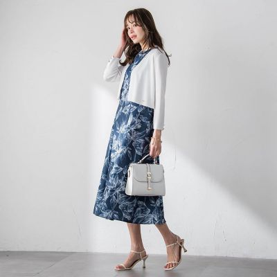 WEB限定カラーあり】リネンライクフラワーワンピース | Viaggio Blu