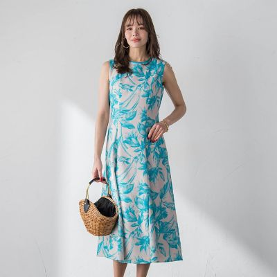 WEB限定カラーあり】リネンライクフラワーワンピース | Viaggio Blu