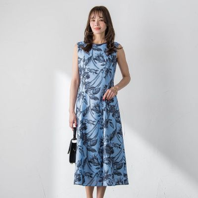 ＜Viaggio Blu (Women)＞【ＷＥＢ限定カラーあり】リネンライクフラワーワンピース