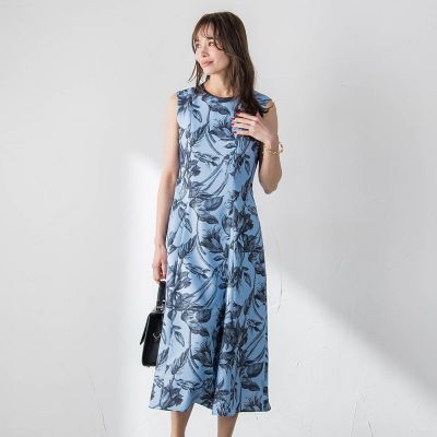 WEB限定カラーあり】リネンライクフラワーワンピース | Viaggio Blu