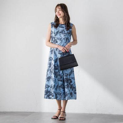 WEB限定カラーあり】リネンライクフラワーワンピース | Viaggio Blu
