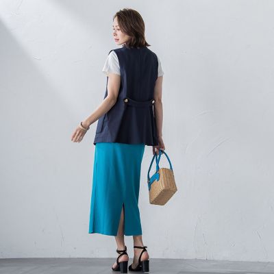 リネンライクバックペプラムジレ≪手洗い可能≫