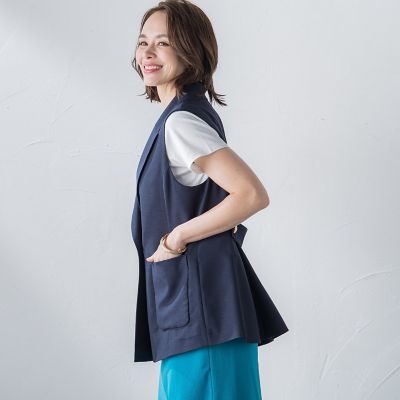 リネンライクバックペプラムジレ≪手洗い可能≫