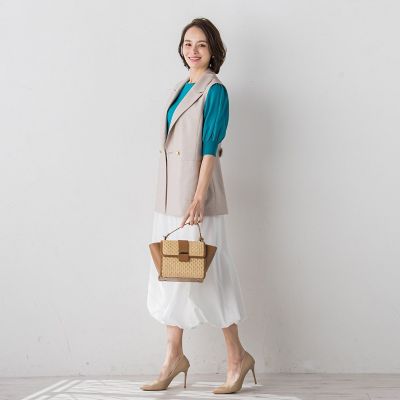 リネンライクバックペプラムジレ≪手洗い可能≫