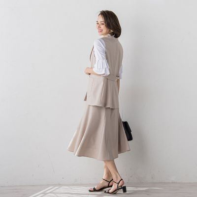 リネンライクバックペプラムジレ≪手洗い可能≫