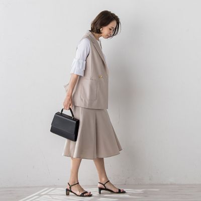 リネンライクバックペプラムジレ≪手洗い可能≫