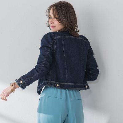 ストレッチデニムジャケット≪洗濯機で洗える≫