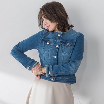 ストレッチデニムジャケット≪洗濯機で洗える≫