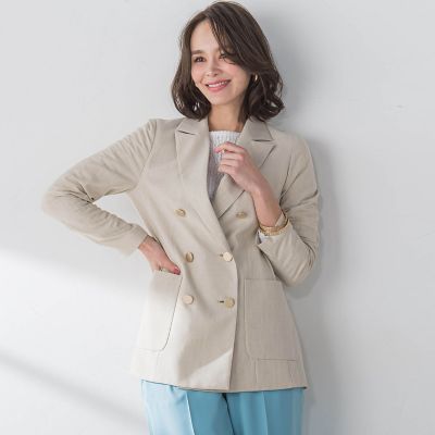 ＜Viaggio Blu (Women)＞リネティーダブルジャケット≪手洗い可能≫