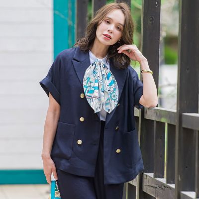 ＜Viaggio Blu (Women)＞アイアスフレンチスリーブジャケット≪手洗い可能≫