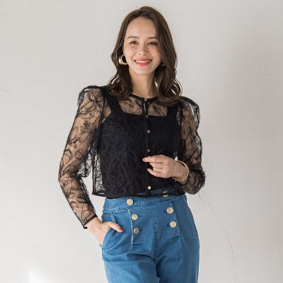 【SALE】Viaggio Blu (Women)/ビアッジョブルー フェザーフラワージャケット&#8810;洗濯機で洗える&#8811; 04ブラック コート・ジャケット【三越伊勢丹/公式】