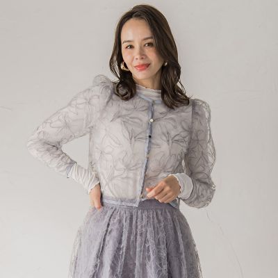 ＜Viaggio Blu (Women)＞フェザーフラワージャケット≪洗濯機で洗える≫