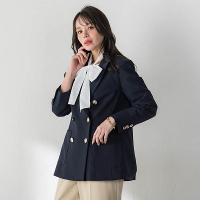 ダークブルー ダウンジャケット ダブルブレスト ダブルブレストジャケット | Viaggio Blu (Women)/ビアッジョブルー