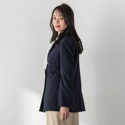 ebure ネイビー ダブルブレストジャケット　38 ebure 良品 エブール ダブルブレスト テーラードジャケット ブレザー