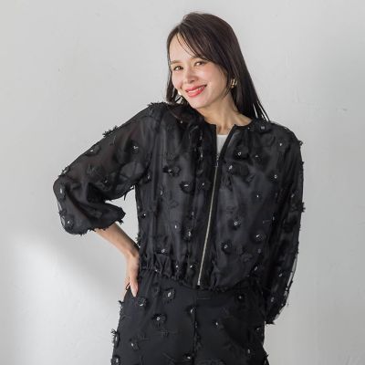フラワー刺繍チュールジャケット | Viaggio Blu (Women)/ビアッジョ 