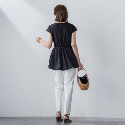 スムース異素材ドッキングプルオーバー≪洗濯機で洗える≫