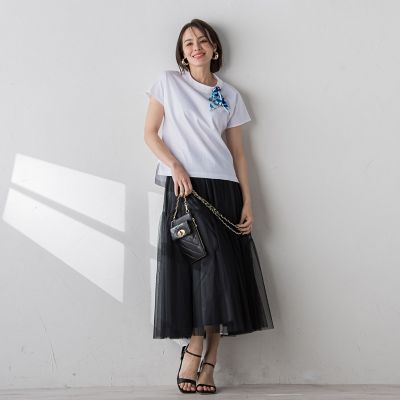 ジオメトリックスカーフ付きカットソー≪セットアップ対応／洗濯機で洗える≫