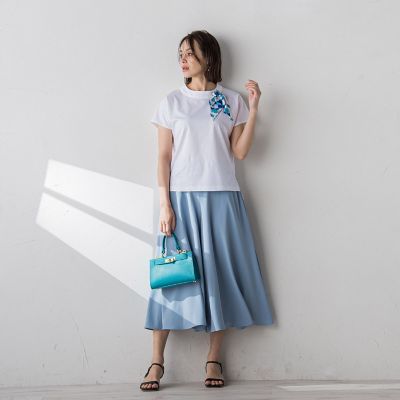 ジオメトリックスカーフ付きカットソー≪セットアップ対応／洗濯