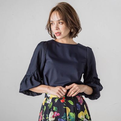 【ＷＥＢ限定カラーあり】デザインスリーブブラウスライクプルオーバー≪洗濯機で洗える≫