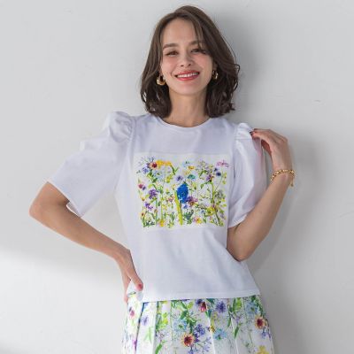 フラワープリントＴシャツ≪洗濯機で洗える≫