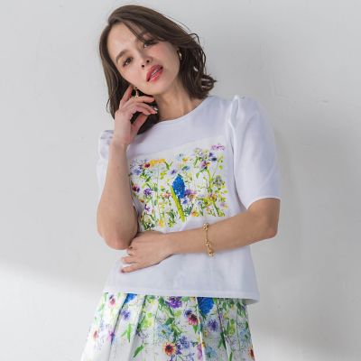 フラワープリントＴシャツ≪洗濯機で洗える≫