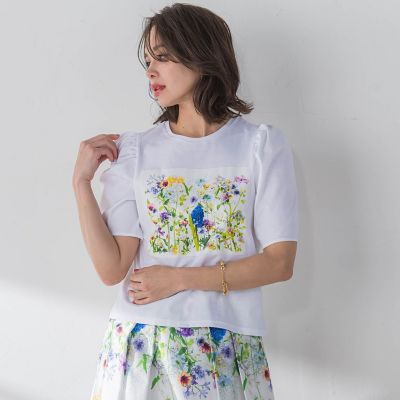 フラワープリントＴシャツ≪洗濯機で洗える≫