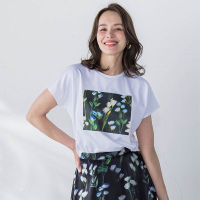 Viaggio Blu (Women)/ビアッジョブルー リシアンサスプリントＴシャツ≪洗濯機で洗える≫