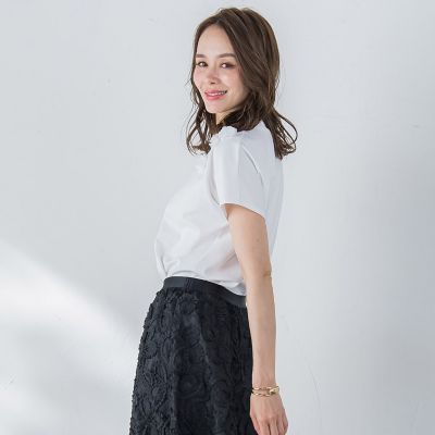 フラワーモチーフカットソー≪手洗い可能≫