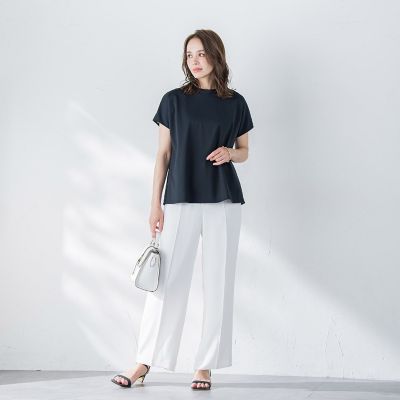 バックフラワーレースカットソー≪手洗い可能≫