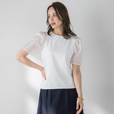＜Viaggio Blu (Women)＞シアースリーブカットソー≪手洗い可能≫