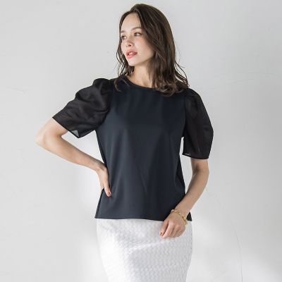 シアースリーブカットソー≪手洗い可能≫