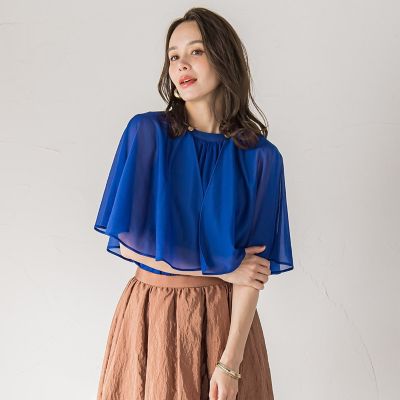 ＜Viaggio Blu (Women)＞シフォンケーププルオーバー≪洗濯機で洗える≫