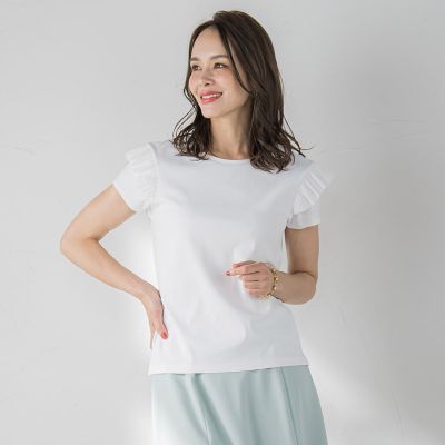 【ＷＥＢ限定】袖フリルカットソー≪洗濯機で洗える≫