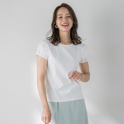 【ＷＥＢ限定】袖フリルカットソー≪洗濯機で洗える≫