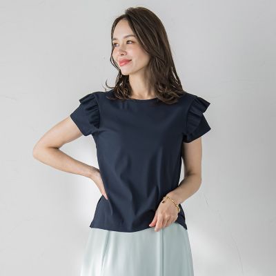 【ＷＥＢ限定】袖フリルカットソー≪洗濯機で洗える≫