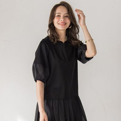 ＜Viaggio Blu (Women)＞シアードッキングポンチカットソー≪洗濯機で洗える≫