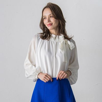 Viaggio Blu (Women)/ビアッジョブルー サイドリボンカットソー&#8810;洗濯機で洗える&#8811; 02オフホワイト トップス【三越伊勢丹/公式】