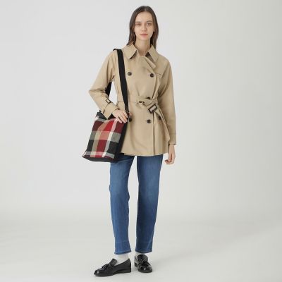 クレストブリッジチェックロゴプリント縦長ショルダー | BLUE LABEL