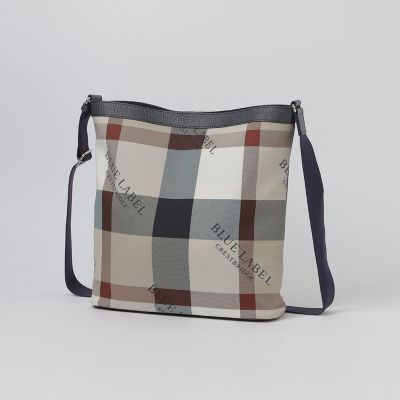 クレストブリッジチェックロゴプリント縦長ショルダー | BLUE LABEL