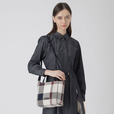 クレストブリッジチェックキャンバススクエアミニトート | BLUE LABEL