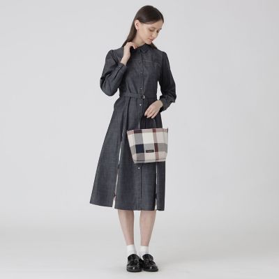 クレストブリッジチェックキャンバススクエアミニトート | BLUE LABEL