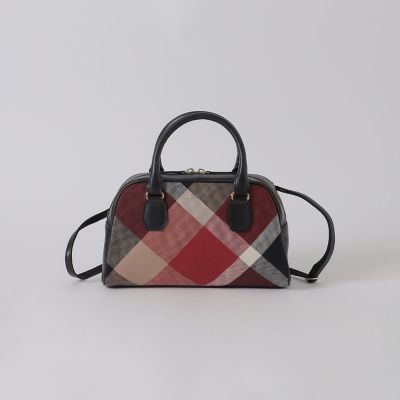 美品　ブルーレーベルクレストブリッジ『B』マーク付きダウン38 クレストブリッジチェックキャンバスミニボストン | BLUE LABEL