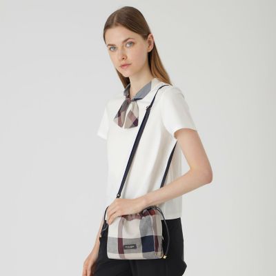 クレストブリッジチェックキャンバス巾着ショルダー | BLUE LABEL