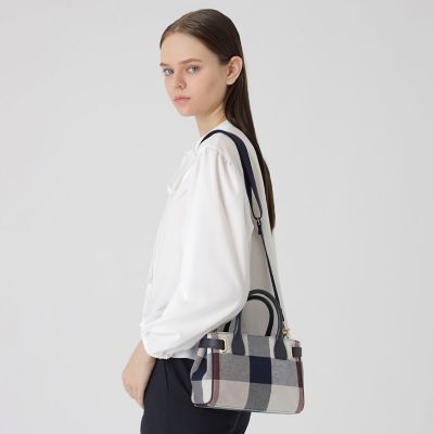 クレストブリッジチェックキャンバスハトメミニトート | BLUE LABEL
