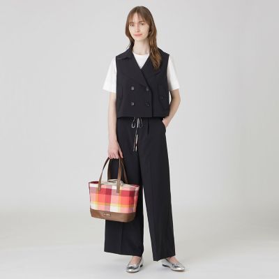 クレストブリッジチェックコットンリネントート | BLUE LABEL