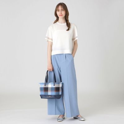 クレストブリッジチェックコットンリネントート | BLUE LABEL