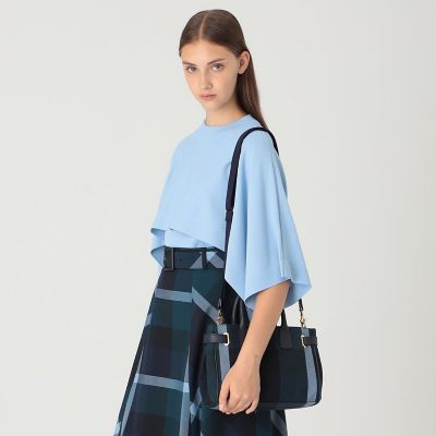 クレストブリッジチェックキャンバスハトメミドルトート | BLUE LABEL